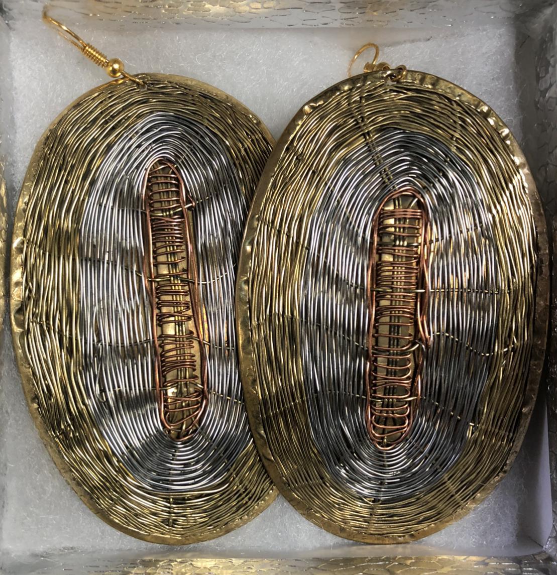 Kenyan Tri-Finish Earrings (Copper, Brass, & Silver)